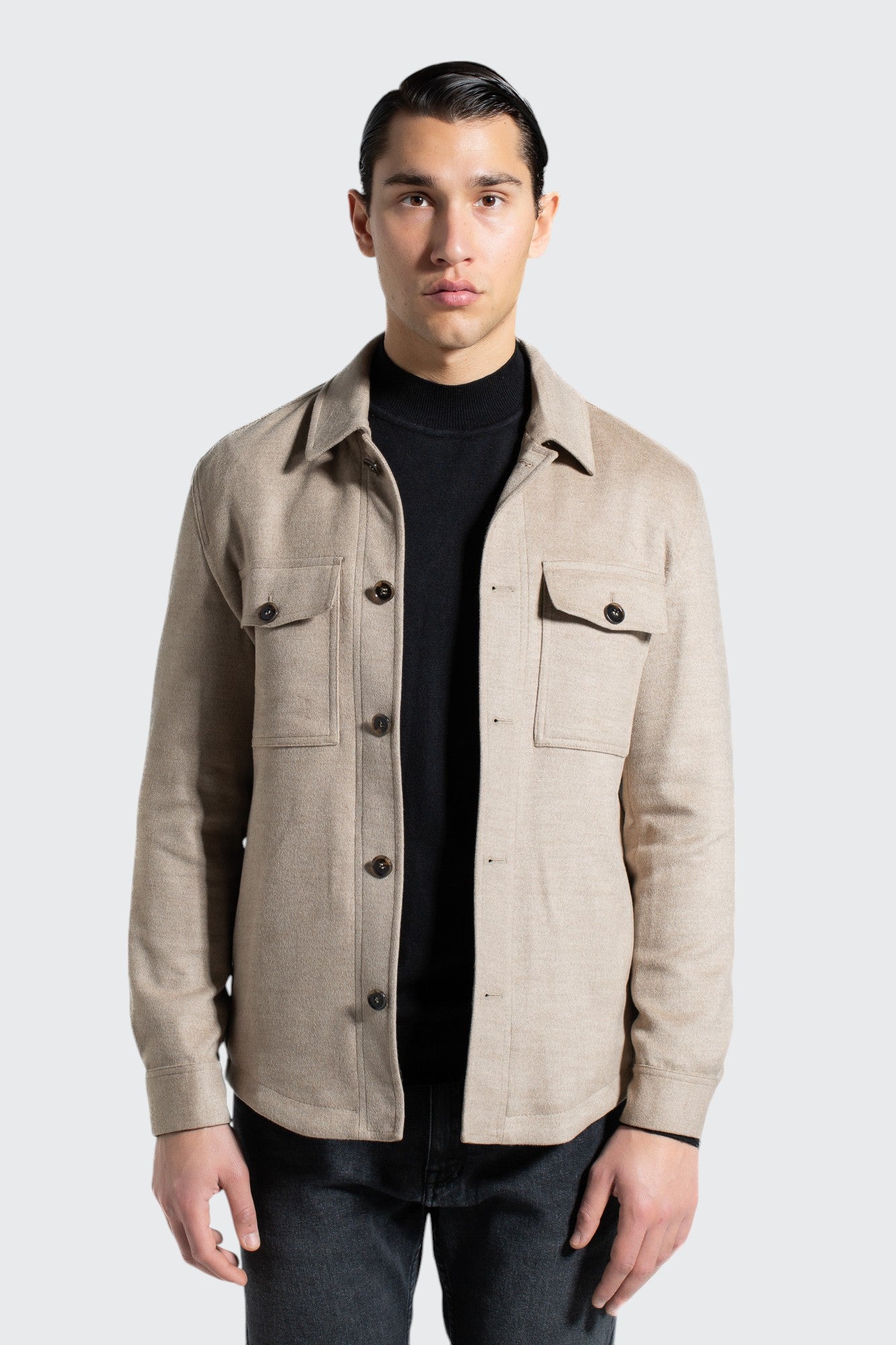 OVERSHIRT JACKET WITH POCKETS - BEIGE