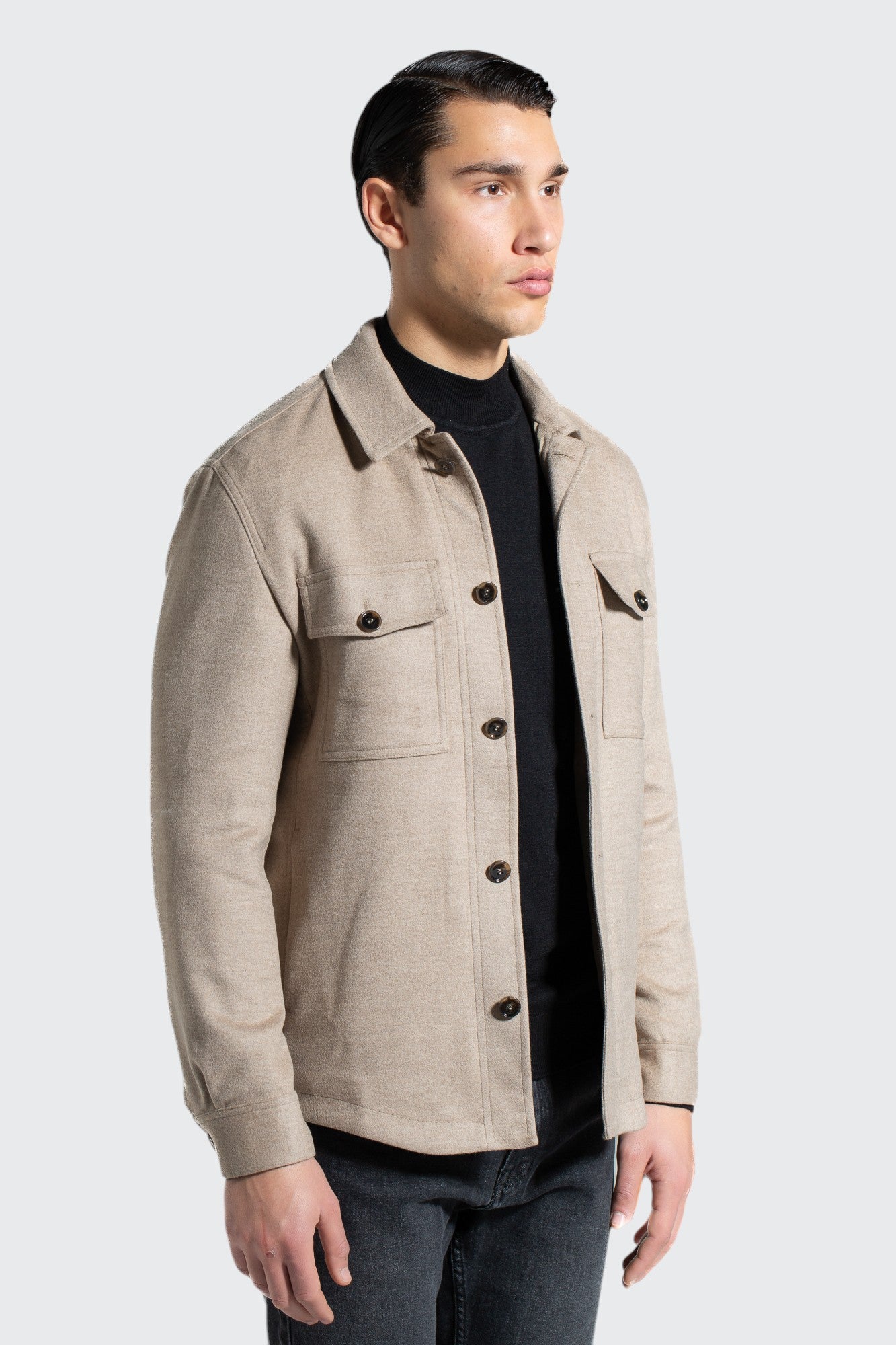 OVERSHIRT JACKET WITH POCKETS - BEIGE