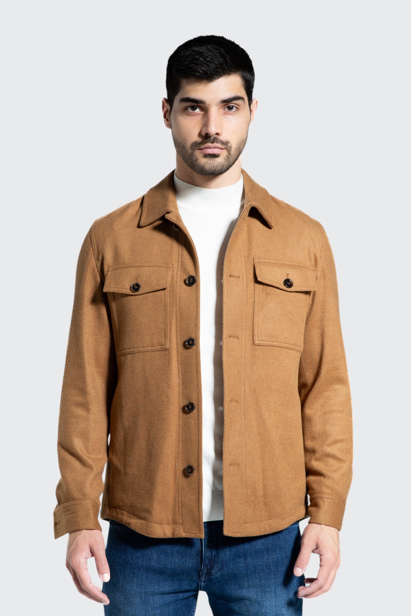 OVERSHIRT JACKET WITH POCKETS - CAMEL