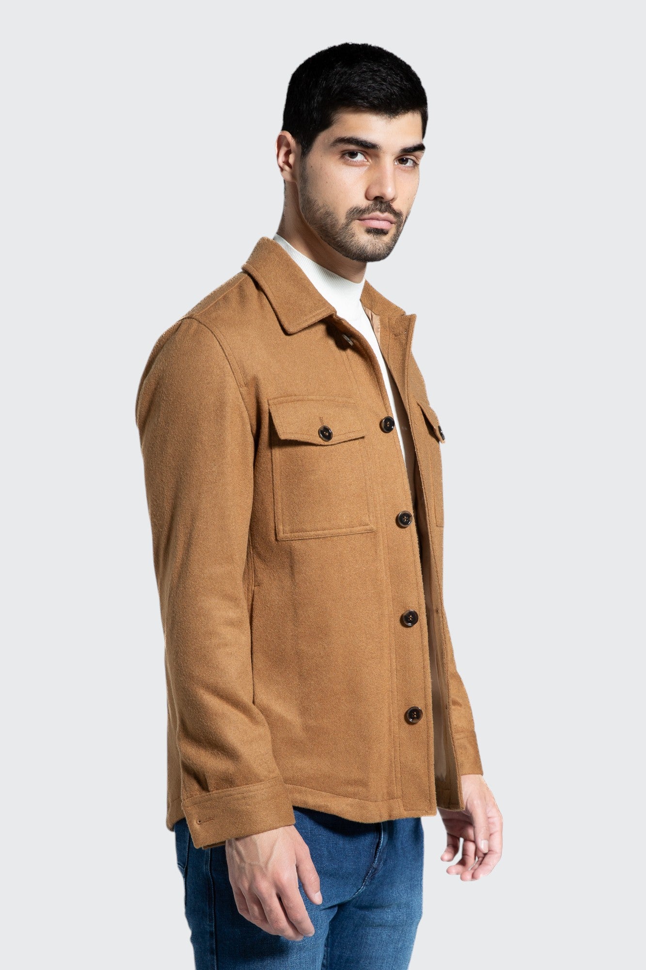 OVERSHIRT JACKET WITH POCKETS - CAMEL