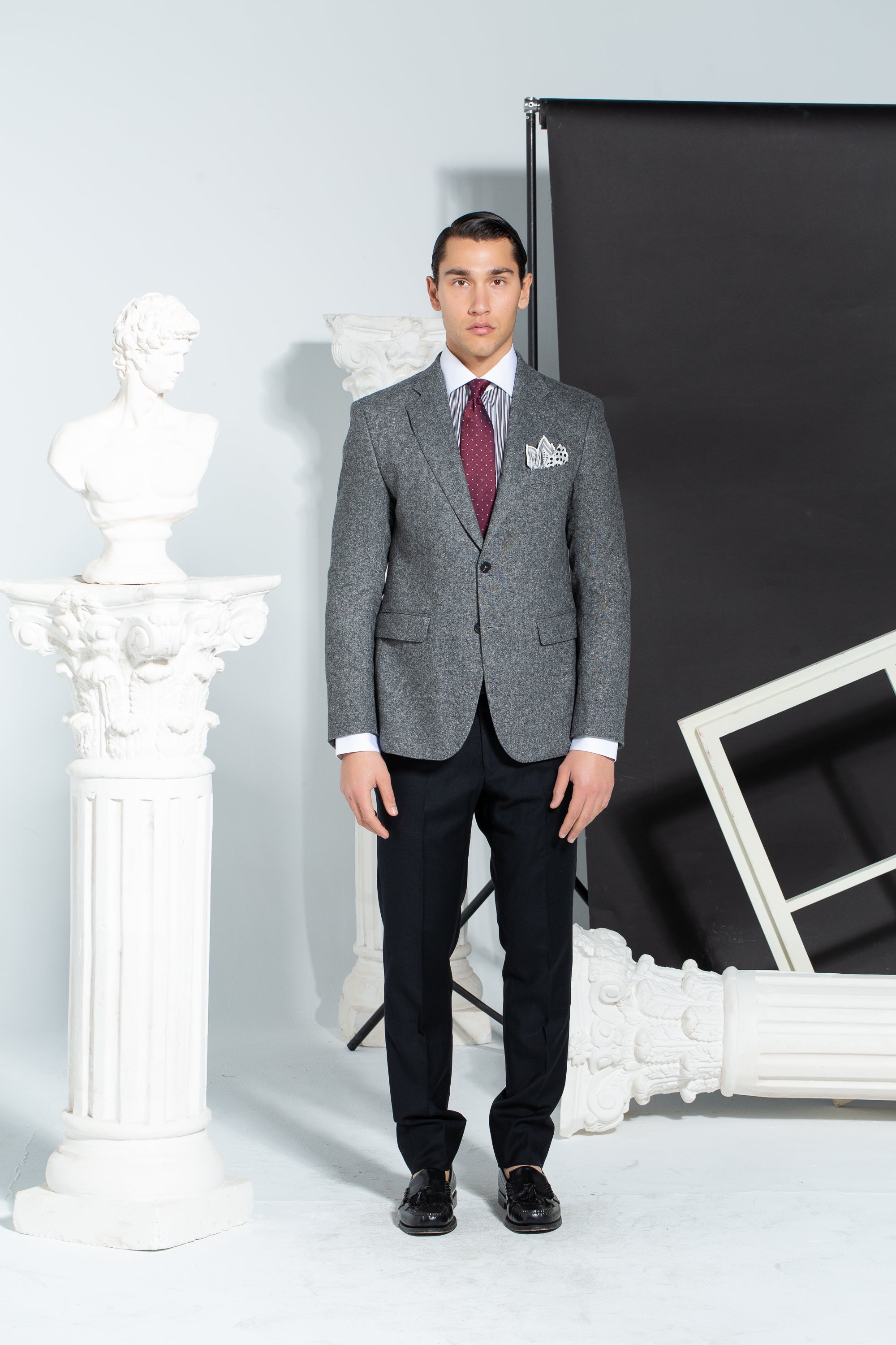 SINGLE BREASTED BLAZER - NOTCH LAPEL - GRAY