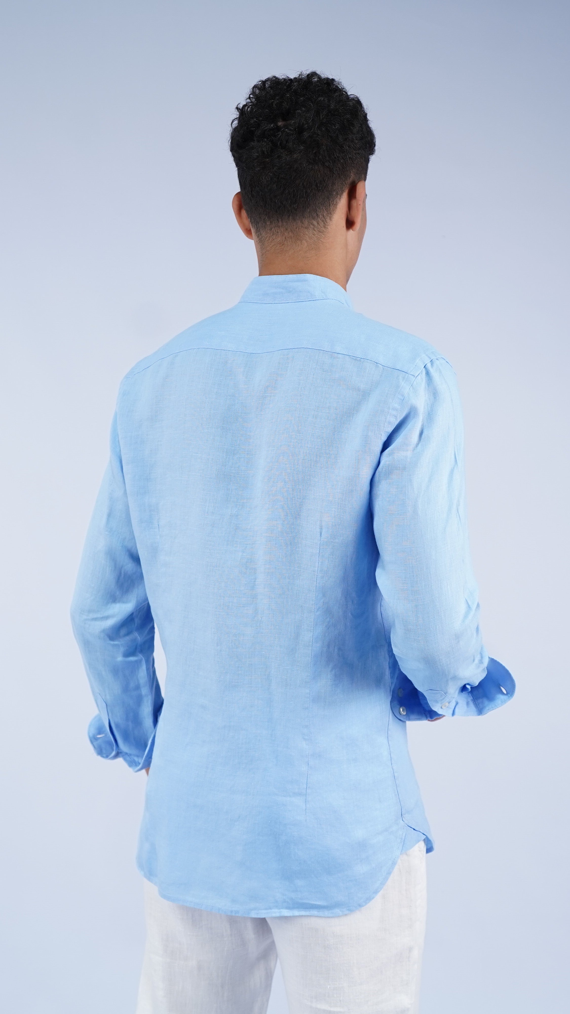 Linen Shirt Mandarin Collar