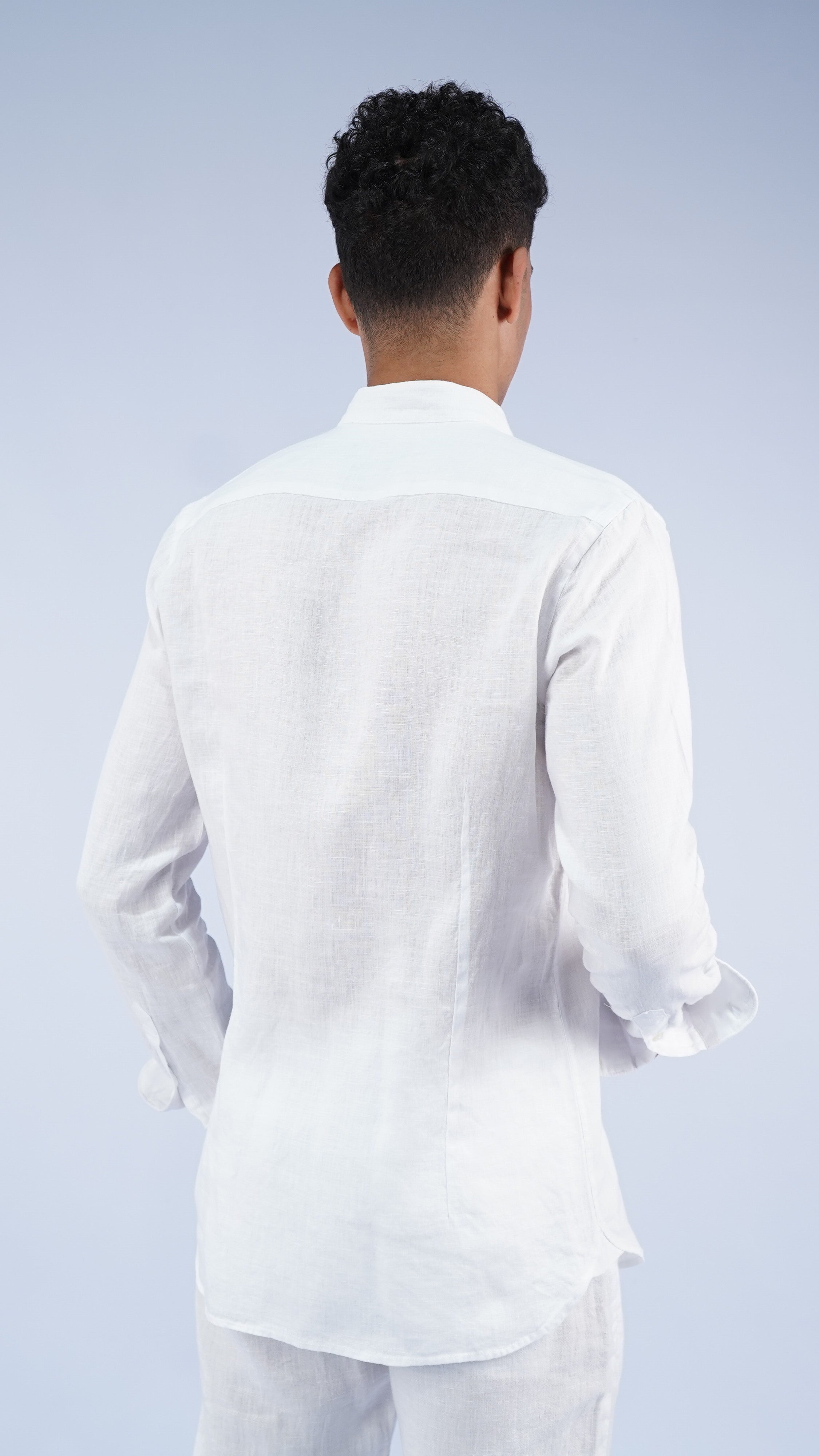 Linen Shirt Mandarin Collar