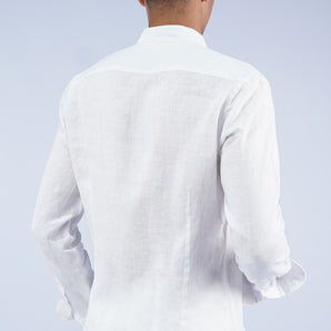 Linen Shirt Mandarin Collar