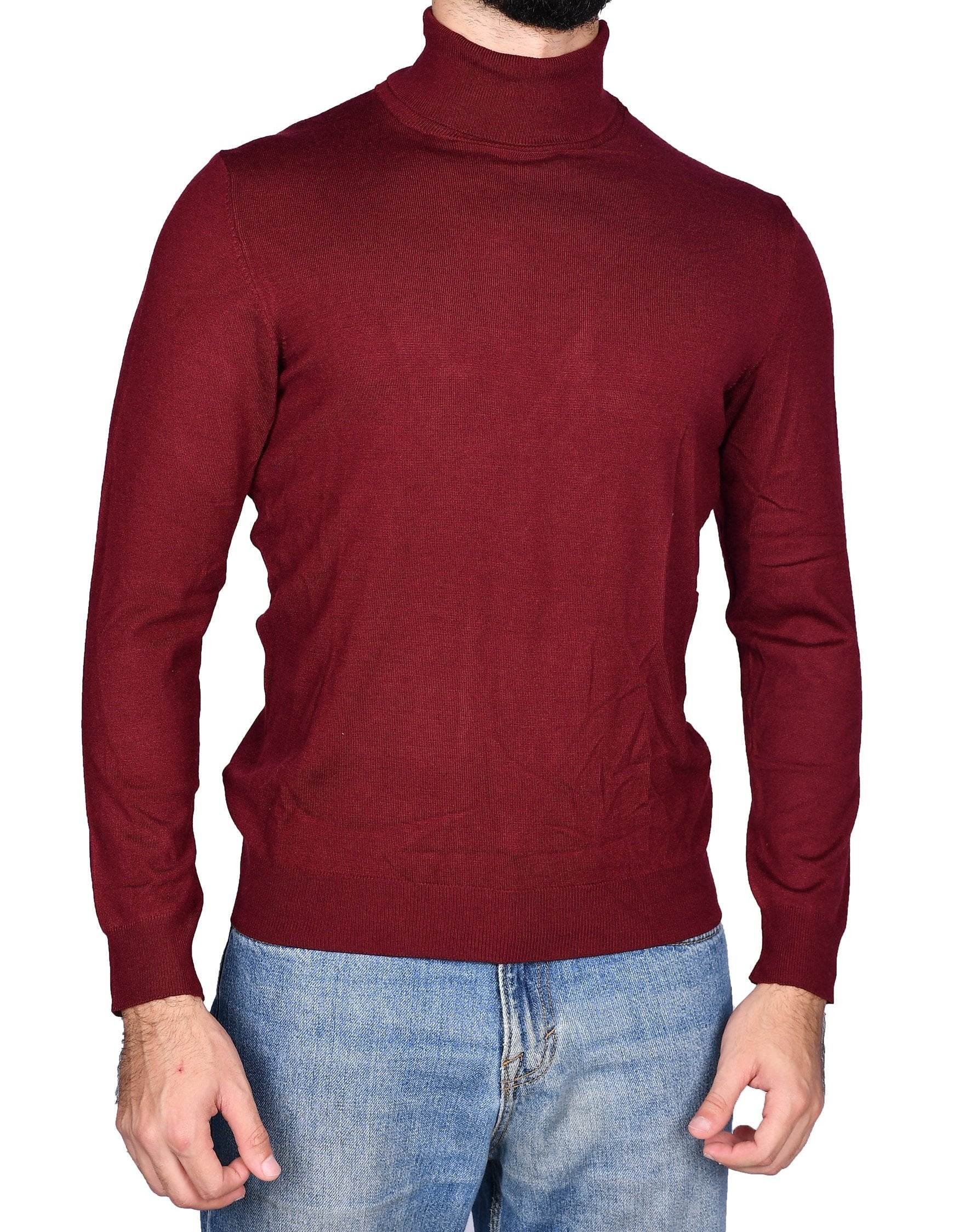 TURTLE NECK LONG SLEEVE SWEATER - BURGUNDY