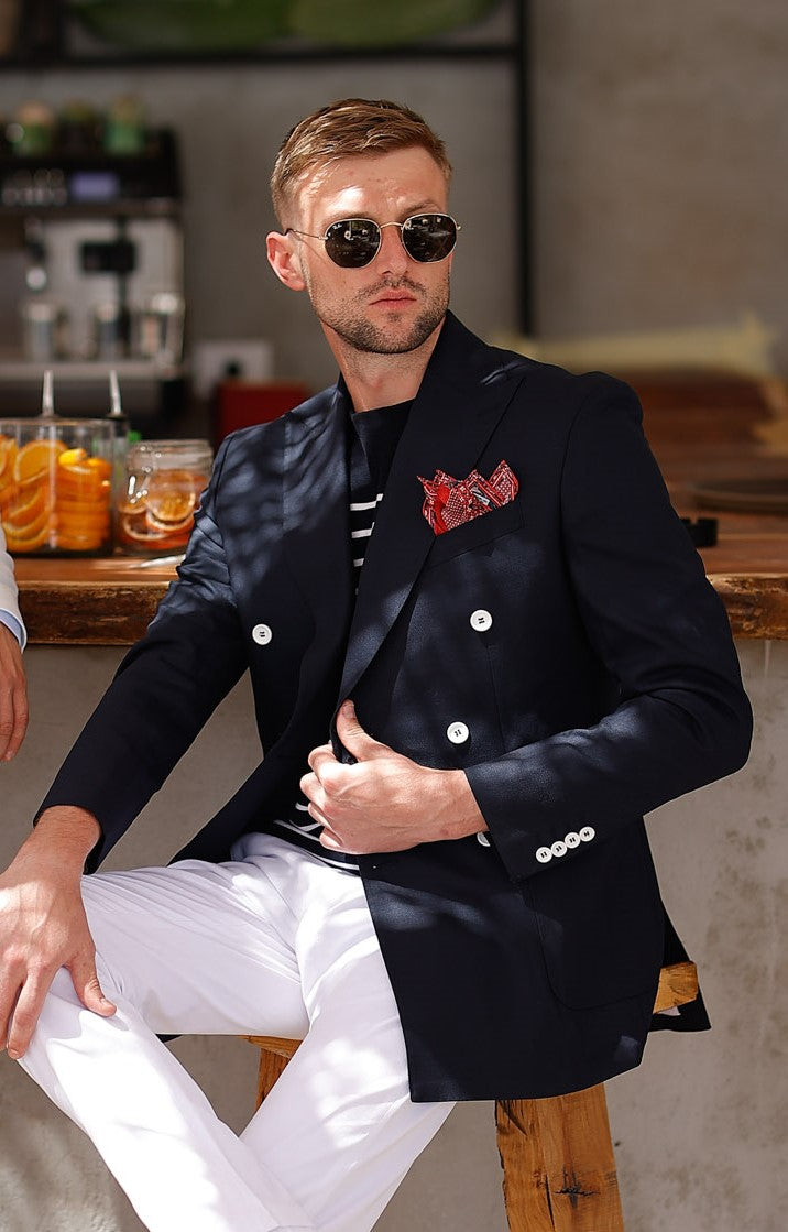 Navy - Double Breasted - Wide Peak Lapel